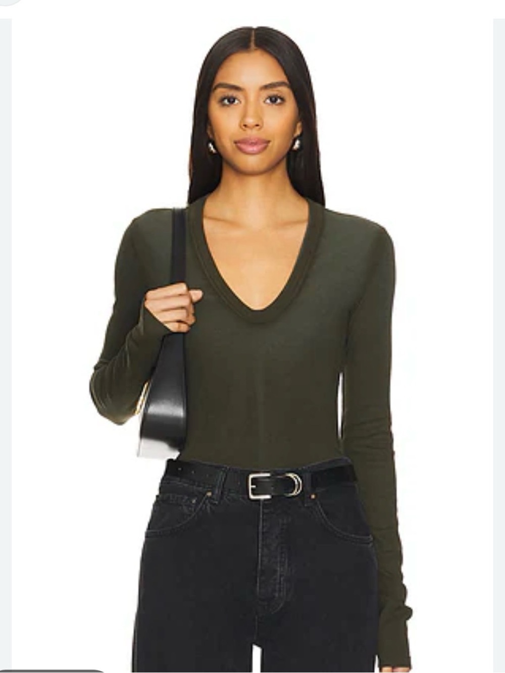 Cotton citizen dark olive Long-Sleeve V-Neck Top